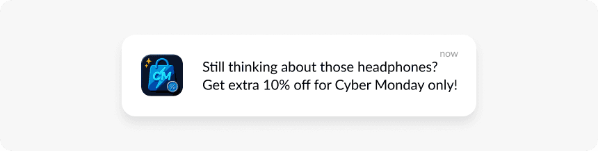 Personalized offer cyber monday push notification